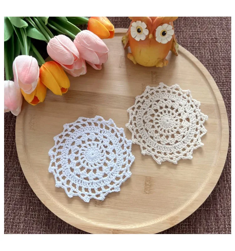 10cm Cotton Lace Round Crochet Doilies Handmade Coaster Vintage Style Table Placemat Cup Holder Pad