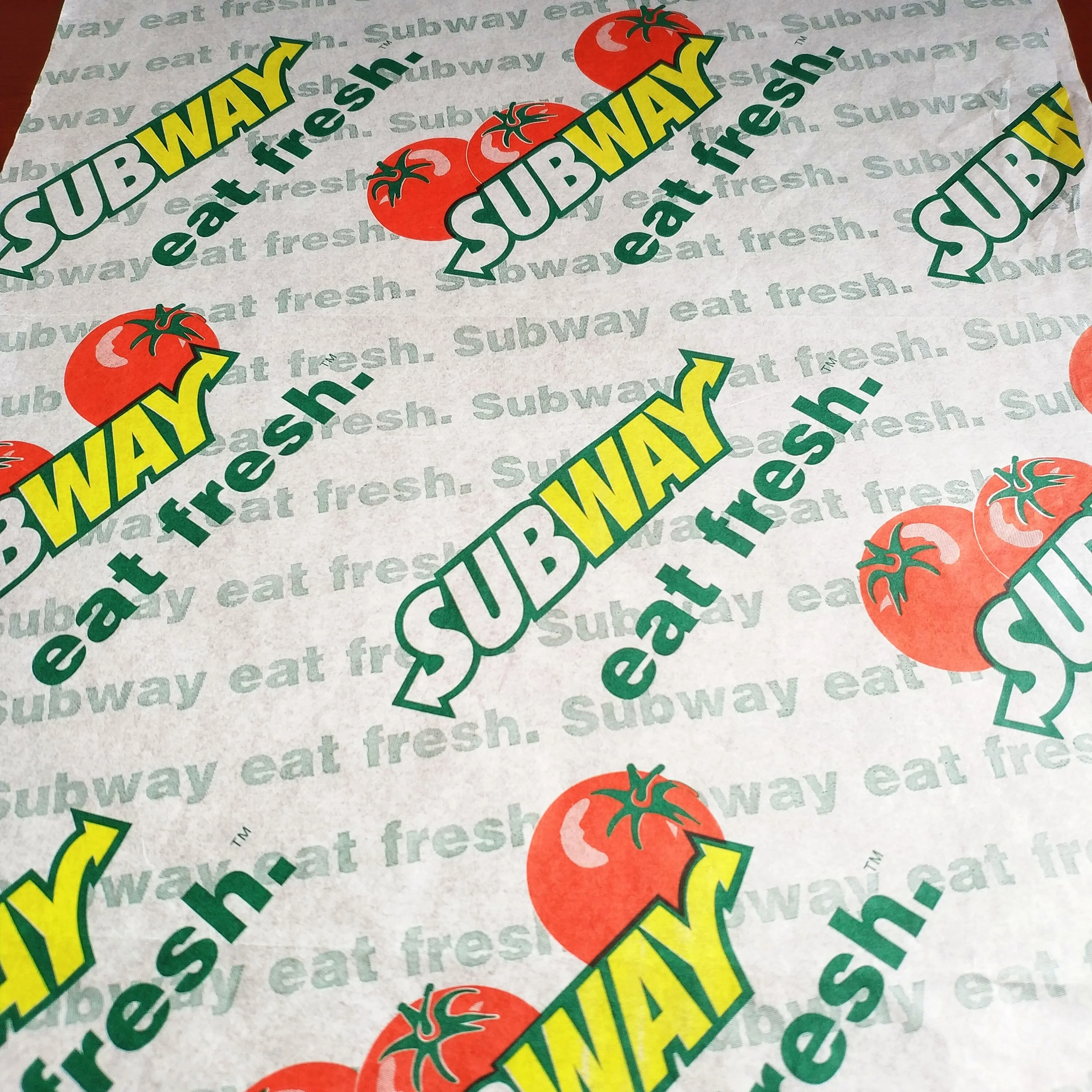 Custom Color Wrapping Paper for Food Burger Sandwich Wrapper