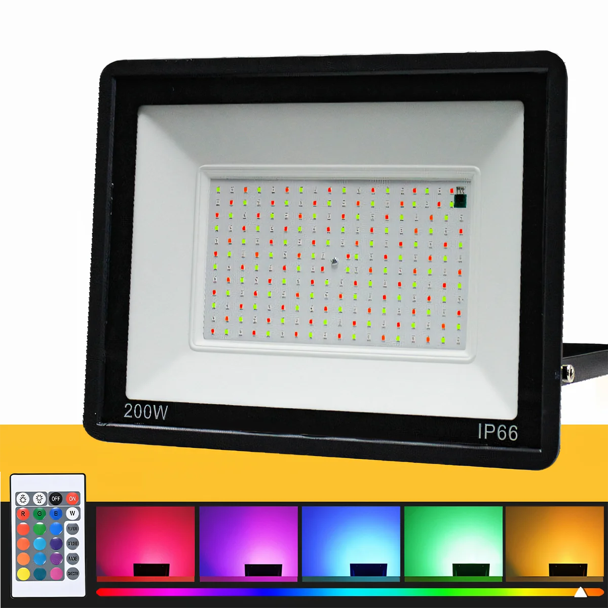 Black Body IP65 Waterproof Outdoor RGB Floodlight Reflector Garden Yard 20W 30W 50W 100W 150W 200W RGB LED Flood Light