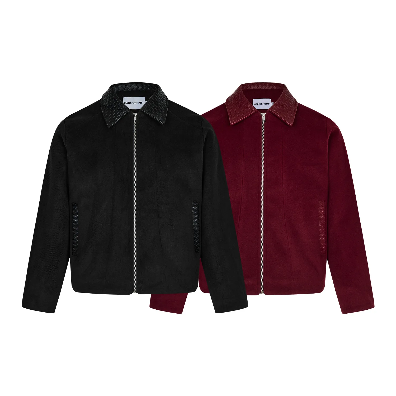 Fashion design cleanfit diamond lapel winter coat  vintage suede leather jacket for men