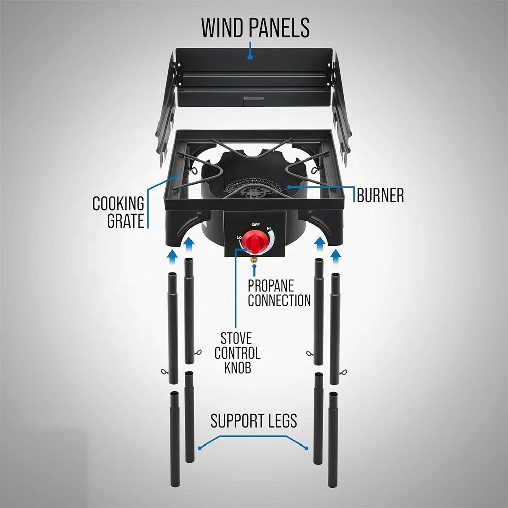 Durable Camping  Gas Stove Outdoor Gas Cooker 1-Burner Outdoor Gas Stove | 75,000 BTU Portable Propane-Powered cooker