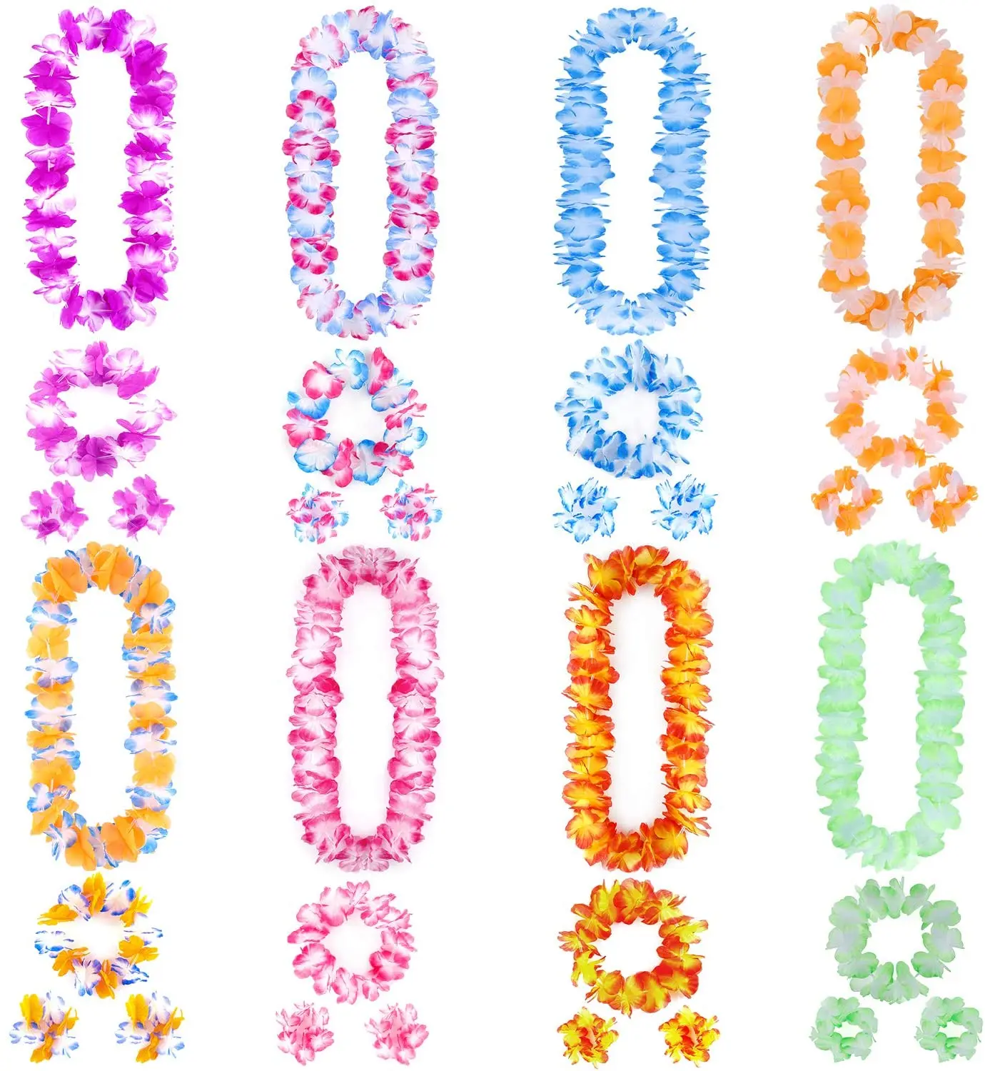 Hawaiian Leis Luau Party Favors Tropical Hawaiian Party Necklace Hawaiian Plumeria Flower Hair Clip Headbands and Wristbands