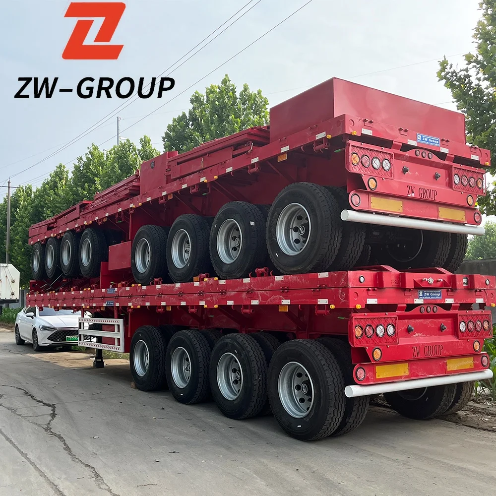 new and used Four axles 53 foot container flatbed trailer 53ft 4 axle flat bed western trailer for sale Mexico