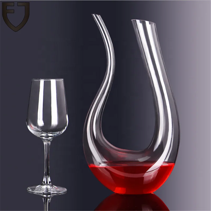 Wholesale U shape crystal clear glass wine decanter 30oz 50oz