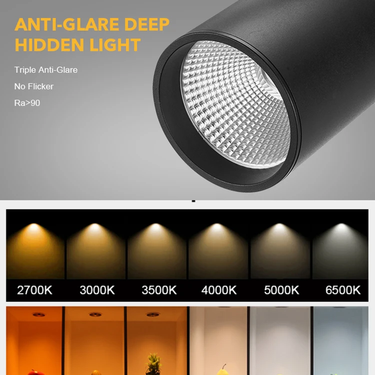 Modern 30W 40W Indoor LED Track Light Warm & Cool White Dali Dimming Aluminum Body for Home & Commercial Use Supermarkets Malls