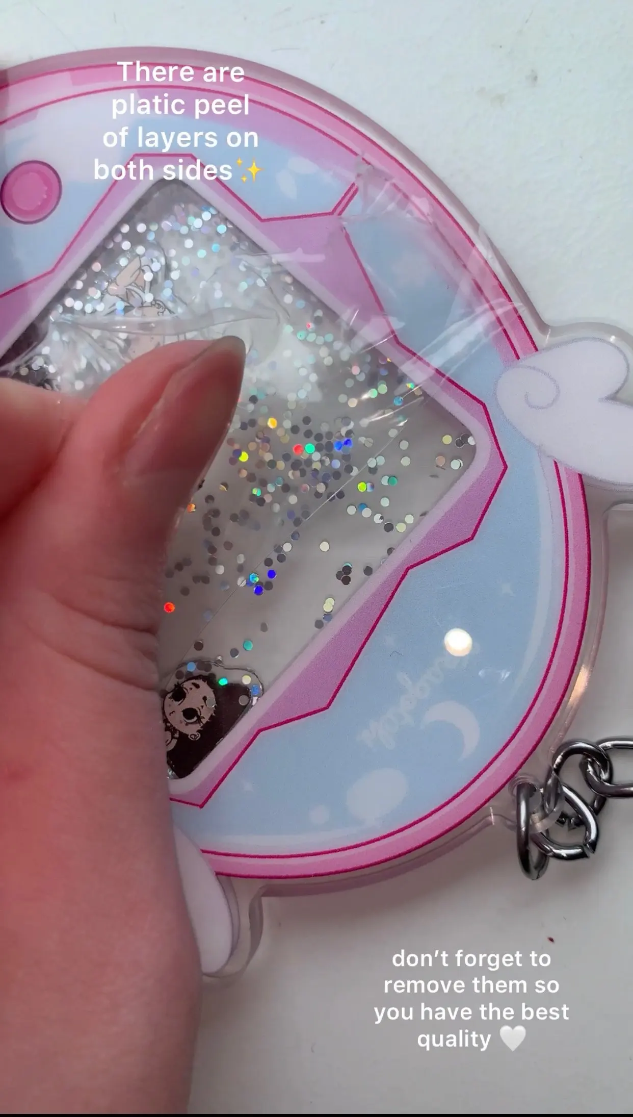 Custom  acrylic shaker keychain with glitter and hologram ,shaker acrylic with charm