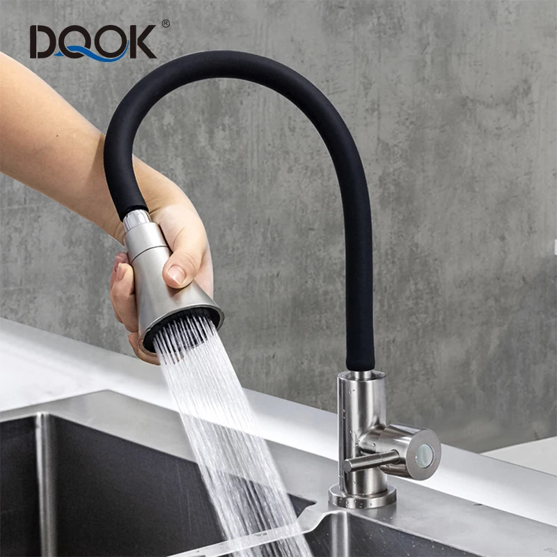DQOK High Quality 720 Degree Rotatable Stainless Steel Kitchen Water Mixer Taps Flexible Kitchen Faucet