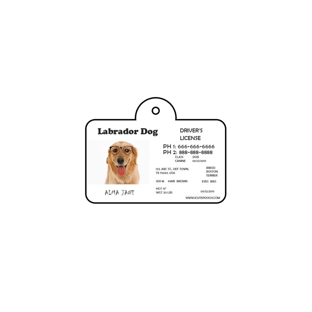  Blank Sublimation Aluminum Pet Dog Driver License Tags Glossy White