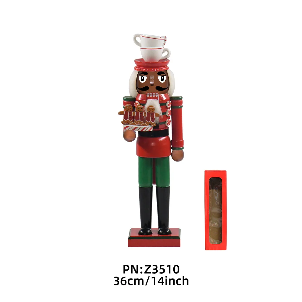 Customized Nutcracker Puppet 35CM Painted Doll Christmas Table Ornaments Wooden Gingerbread Nutcracker For Festival