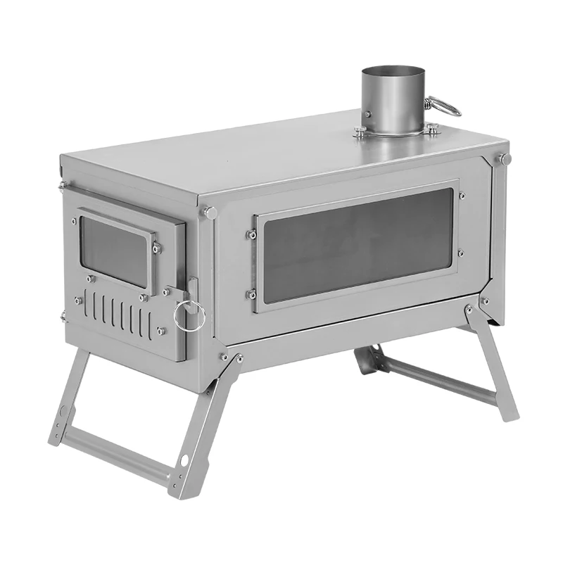 Outdoor Stove Folding Tent Stove Portable Ultralight Wood Burner Chimney Damper Titanium Hot Tent Fire Stove Camping Heater