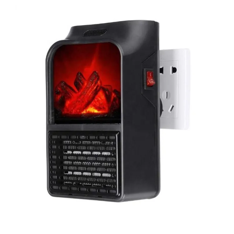 
500w home use mini electric wall-outlet flame shape heater portable air warmer wall handy fan with remote control 