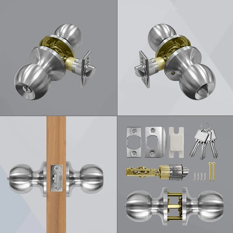 Residential Stainless steel double Entrance cylindrical tubular deadbolt door Knob lock handle set Sample Available