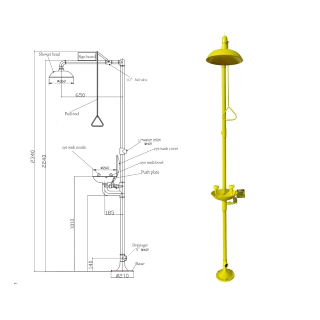 ABS coating Combination Eyewash/Shower emergency eye wash station