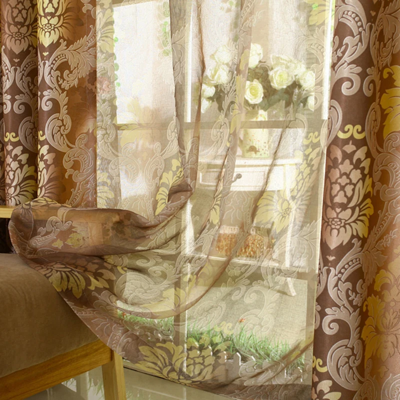 Luxury living room curtain  with blackout  ready made curtains gold color