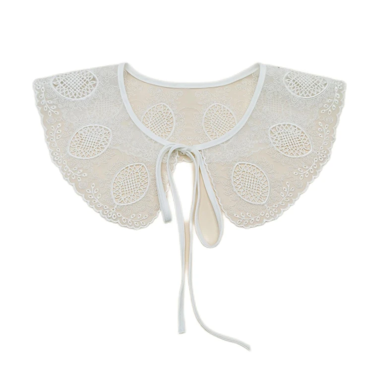 White False Detachable Necklace Women Polyester Wavy Edge Decorative Collar
