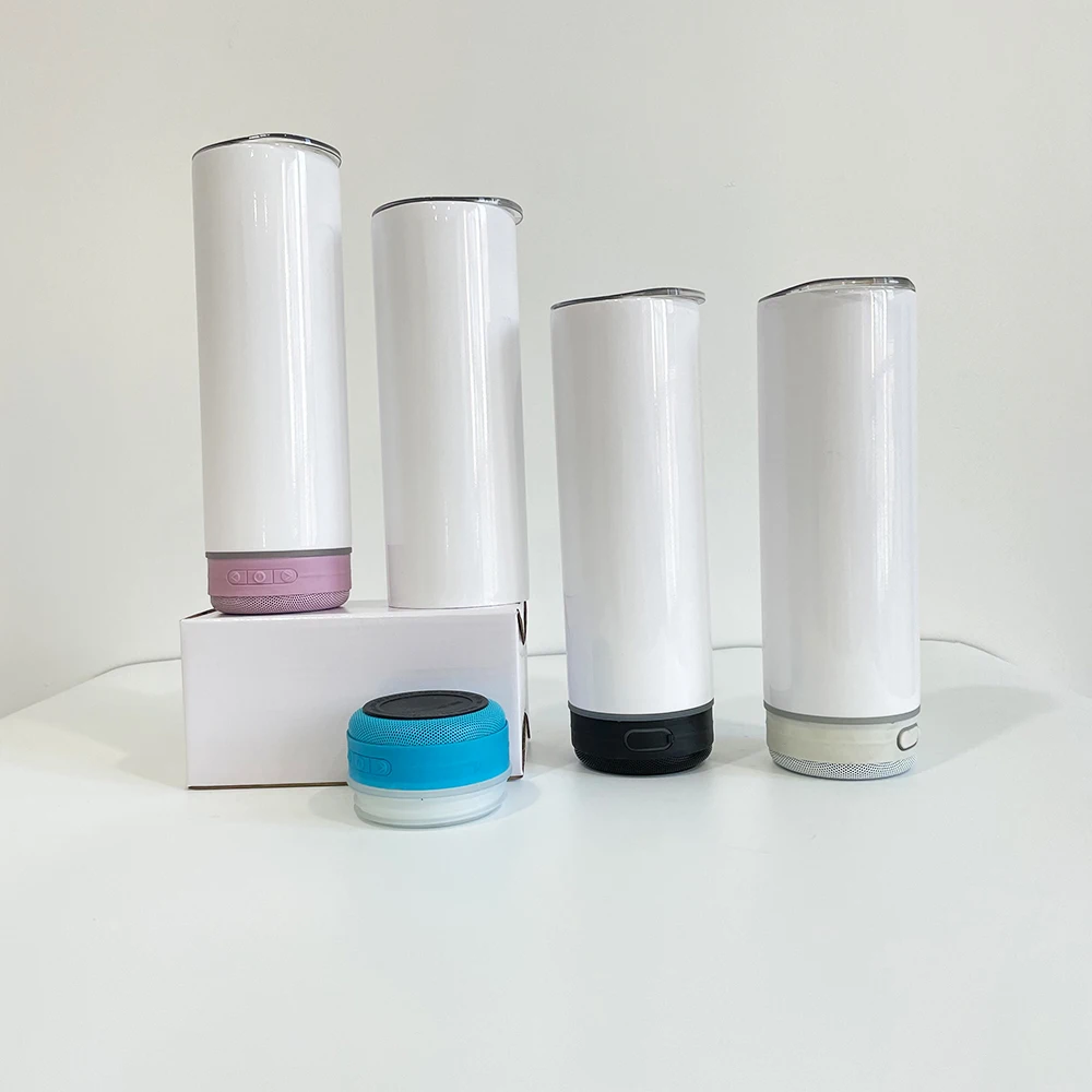 Wireless speaker 20oz glow Straight speaker display music tumbler Mix 5 Colors Music Cup With USB charging cable slide lid and s