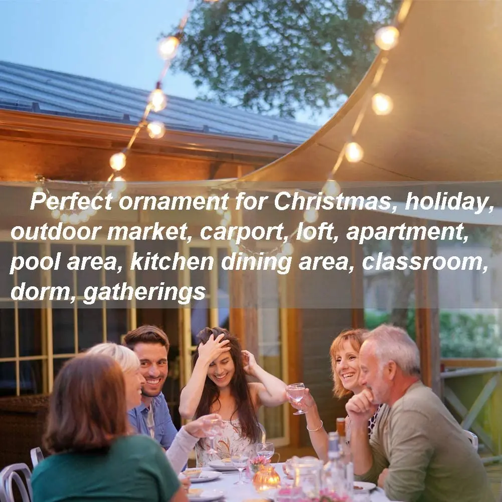 50ft Hanging 25 Shatterproof LED Edison Bulb Waterproof G40 Globe Bistro string Lights for Backyard luces de navidad