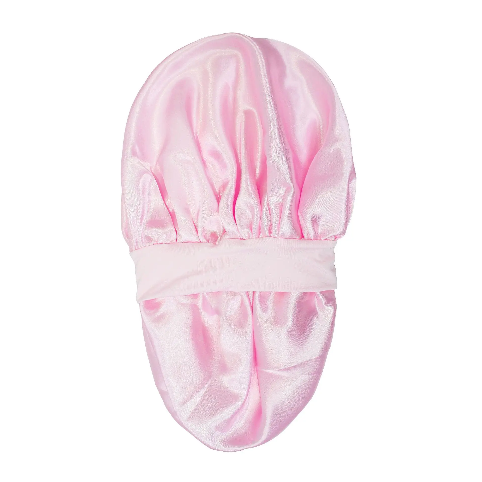 low Moq Custom Adjustable Fashion Double Layer Satin Silk Large Women Sleeping Hair Cap Bonnets Hats with Logo