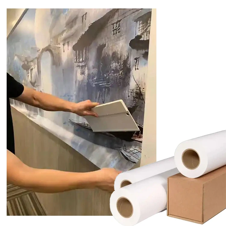 Self Adhesive Inkjet Canvas 280Gsm Matte Polyester Canvas Digital Canvas Rolls for Painting for Pigment / Dye Ink Printing White