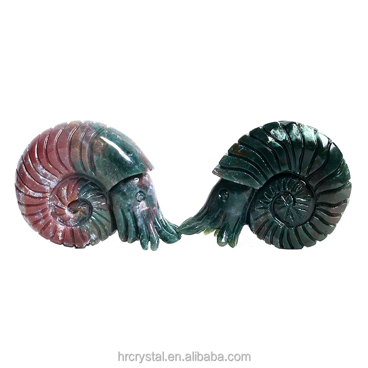 Healing Decorative Crystal Crafts Colorful Indian Agate Crystal Nautilus Carving for Sale