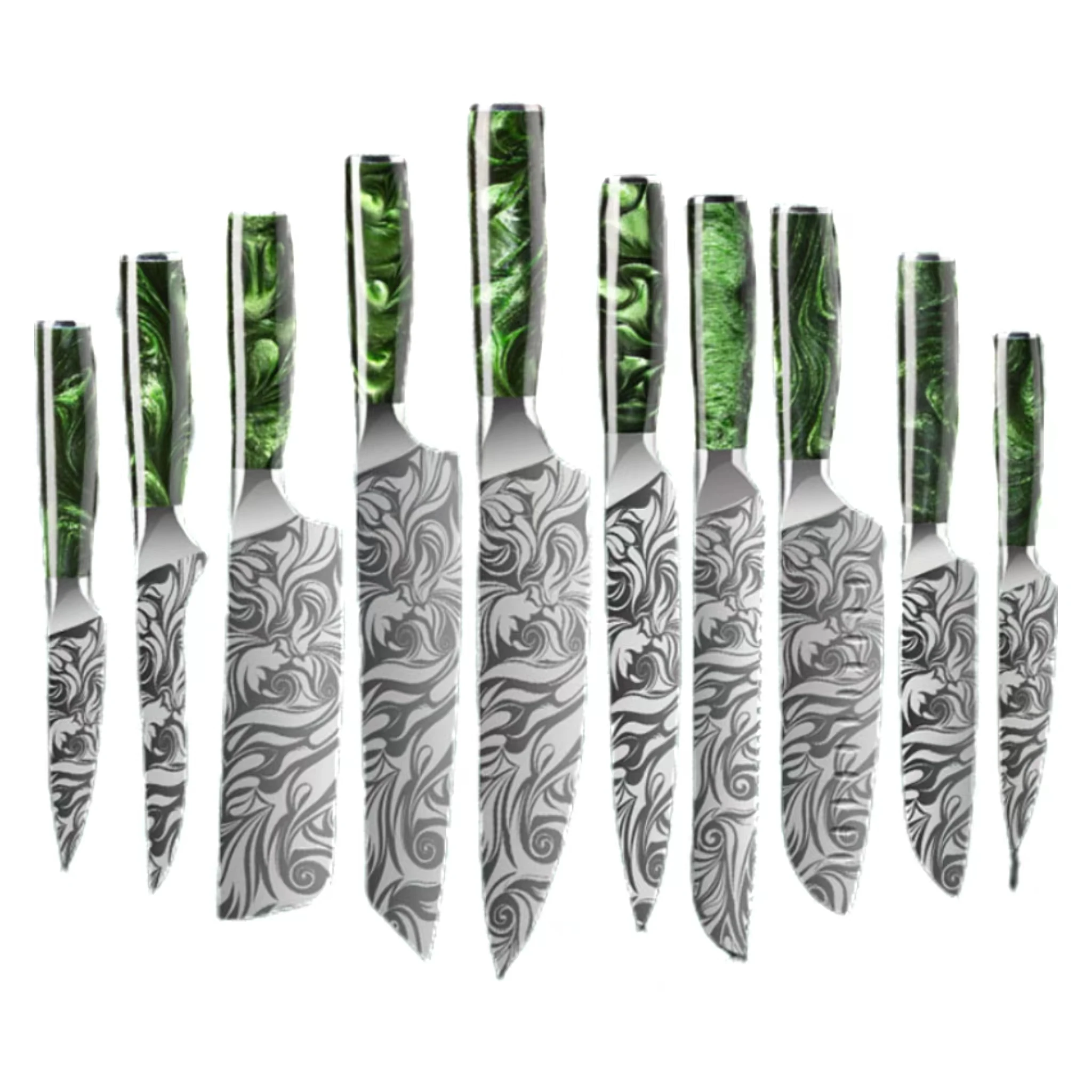 2024 The Newest Laser pattern kitchen knife set household stainless steel fruit meat chopper household chef knife kitchen knife