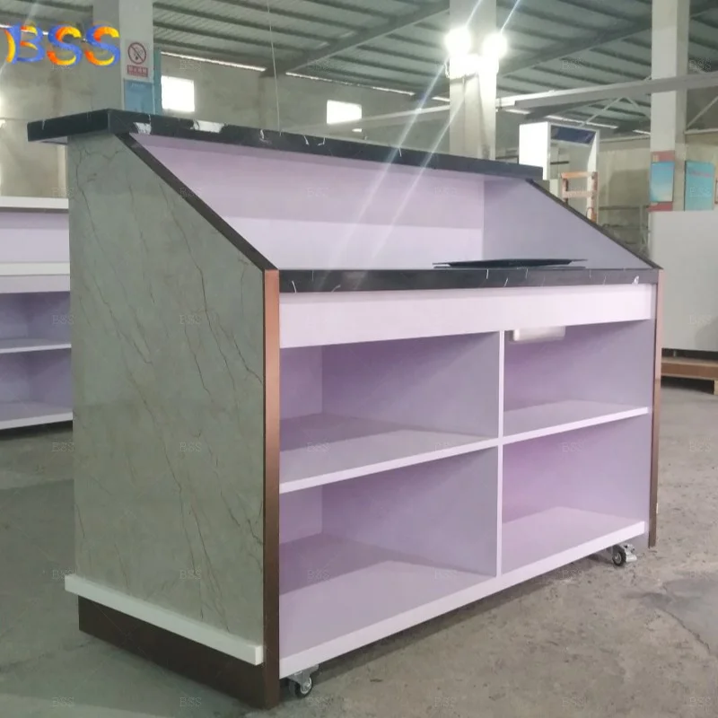 Mini Bar At Home Event Artificial Marble Quartz Small Wheels Bar Counter