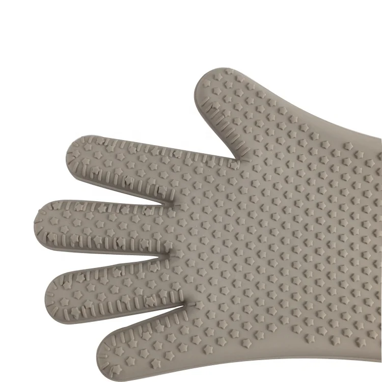 Star Shape Pattern Silicone BBQ Glove Kitchen Oven Mitts Heat Resistant for Baking Grilling Frying Barbeque with Fingers