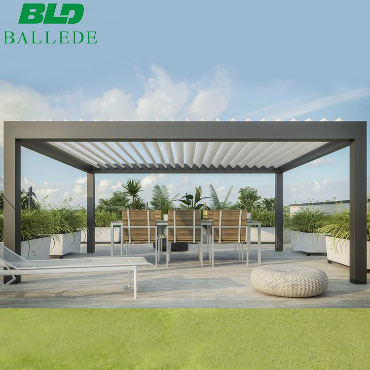 2024 New Customization Aluminium Pergola Sunshade Remote Control Shutter Bifold Louvre Roof