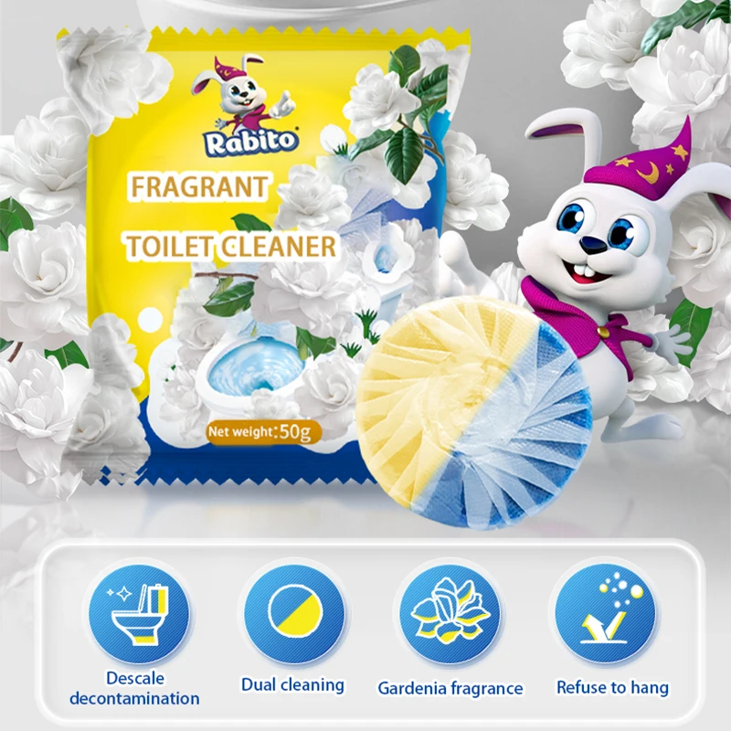 200 Packs in Carton Bulk Gardenia Fragrance Yellow Blue Automatic Toilet Bowl  Cleaner