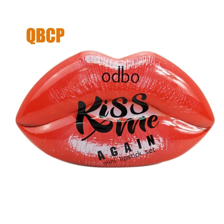 customized cosmetic lip shape tin box