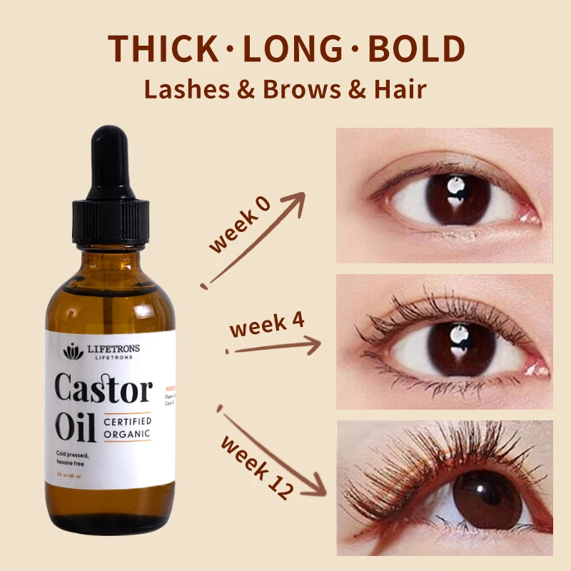 60ml Eyelashes Eyebrows Hair Growth Essential Oil Refined Castor Oil Organic Eyelash Enhancer Eyelash Growth Oil