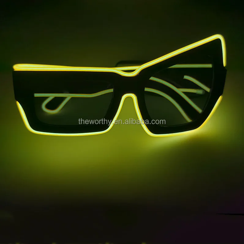 T-Worthy NEW Halloween Glowing EL LED Glasses Wireless Light Up Glasses Cool Girl Boy Costume Festival Party Sunglasses