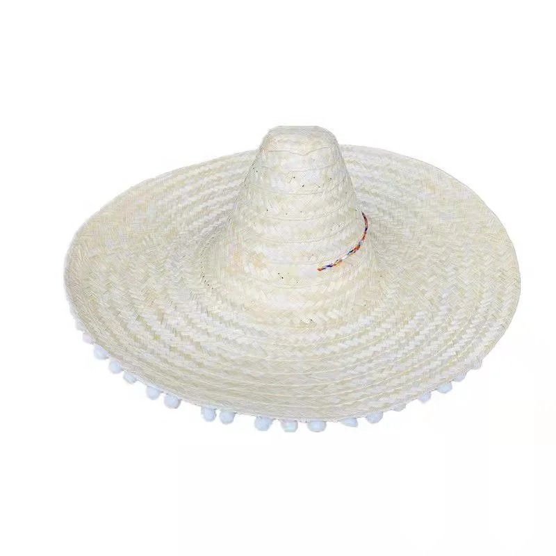 Mexican Party Hat Men Women Wide Brim Straw Hats Kids Adult Outdoor Decorative Colorful Edges Hats Creative Fashion Sombrero