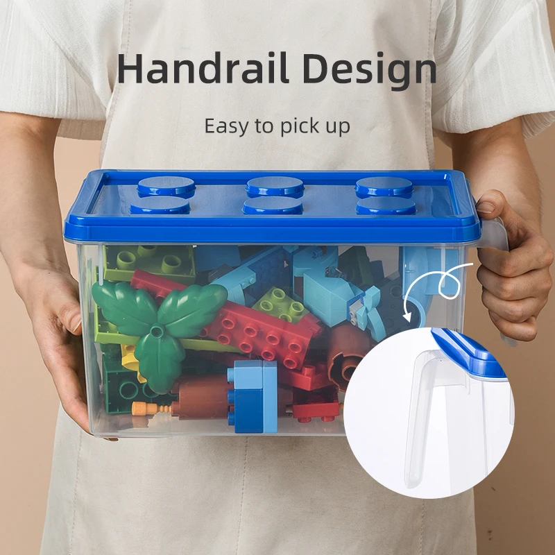 Kids Children Toy Desktop Storage Box Block Transparent Plastic