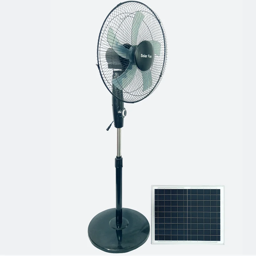 solar fans air-flow household basement high duty cold floor China DC power indoor pedestal motor cheap 16inch stand solar fans