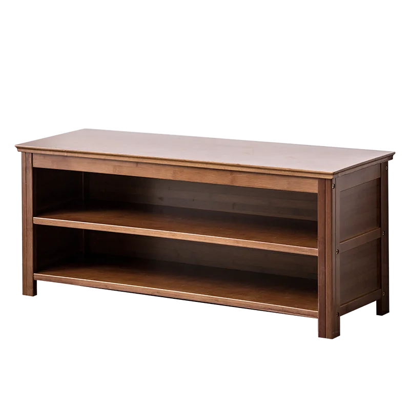 
3-tier stable entry bamboo solid wood shoe bench rack with storage organizer shelf 