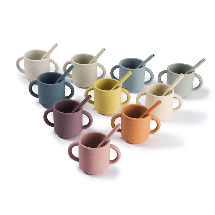 Silicone Baby Drinking Cup Solid Pattern Water Cup for 2-4 Years Slow Flow Velocity for Pro