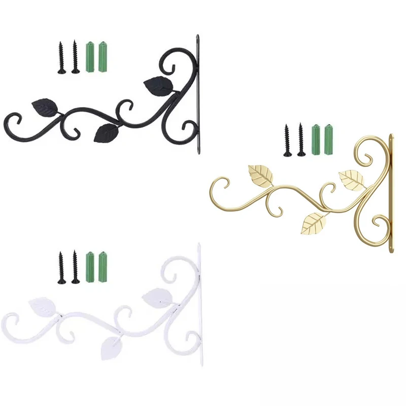 Iron Outdoor Hanging Brackets Wall Garden Plant Hooks Metal Brackets for Solar Light Bird Feeder Lantern Wind Chimes with Screws