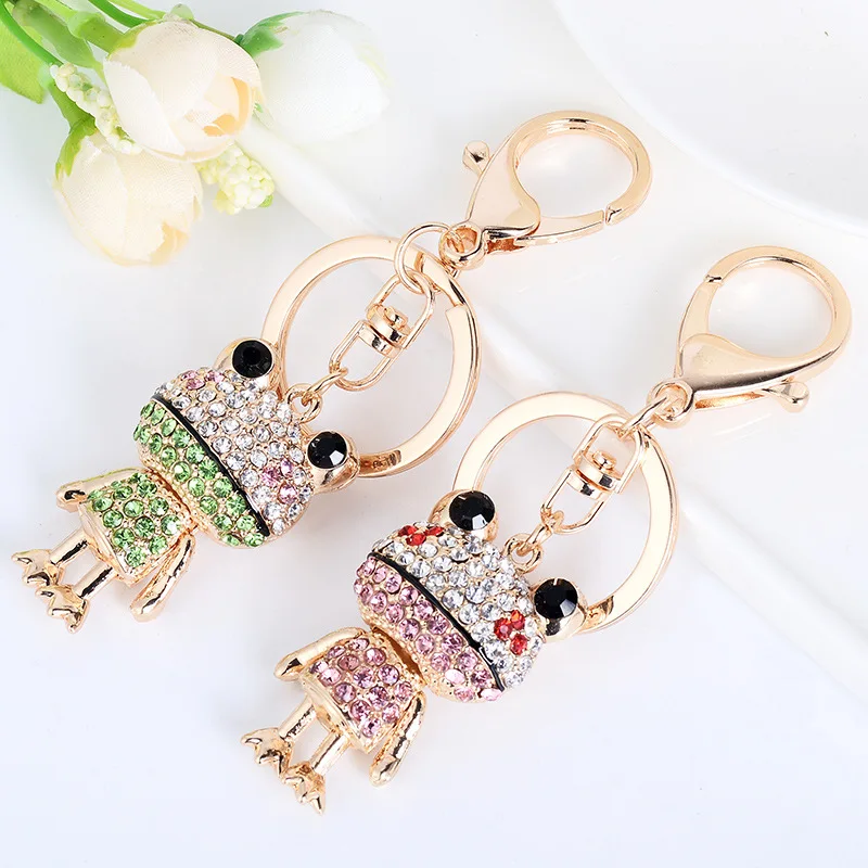 Fashion New Creative Frog Shape Metal Keychain Cute Crown Frog Key Chain for Promotion Gift Pendant  (KC257C)