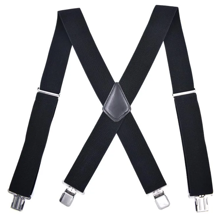 Plus size Suspenders For Heavy duty Men Pants With 4 Strong Clips 5cmWide Elastic Adjustable Braces With X-Back Trousers Strap