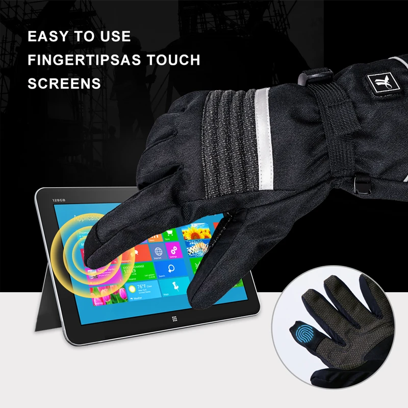 Savior Winter Riding Sport Rechargeable Battery Soft Shell Anti Slip Heated Motorcycle Gloves Leather Motorcycle Racing Gloves