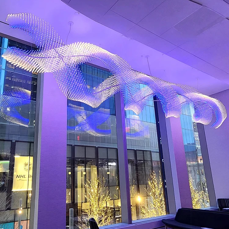 Custom Large Hotel Lobby Light Cube Dimming Manufacturers Acrylic Modern Circular Chandelier Lighting