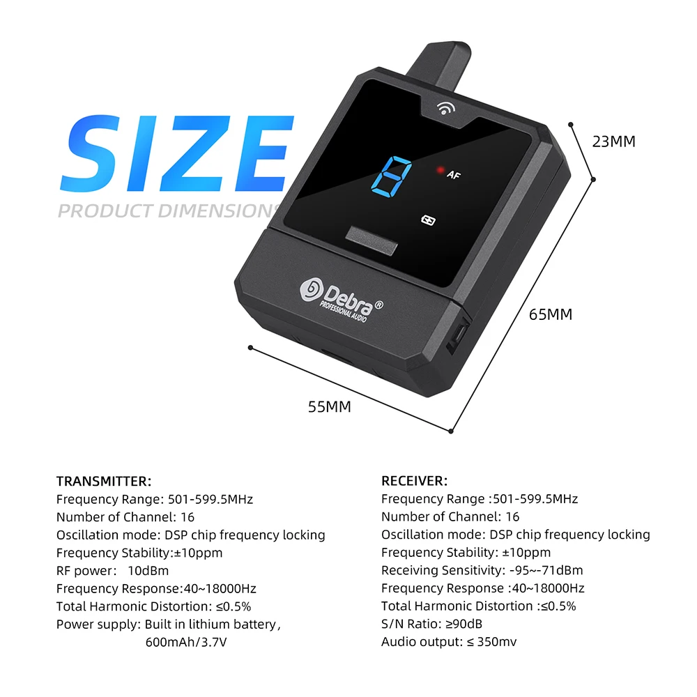 UHF Wireless In-ear Monitor System Professional Singing Sound System Radio Broadcasting System Dynamic Microphone Debra Audio