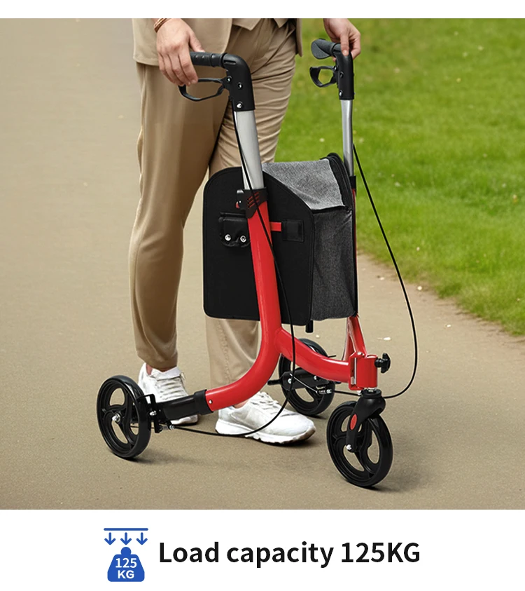 Foldable Outdoor Lightweight Aluminium Old People Adults Elderly Walking Folding Upright Walker Rollator For Seniors