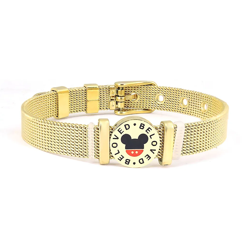 2020 Stainless Steel 18K Gold Adjustable Italian Mesh Belt Bracelet