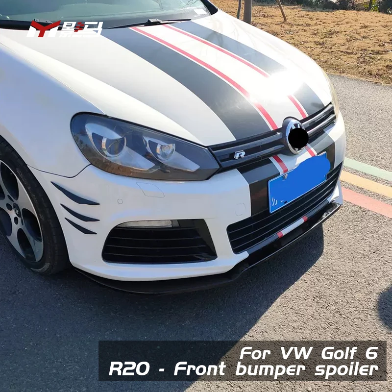 3 pieces high-quality Front Lip car front bumper spoiler R20 style For VW golf 6 mk6 2008-2012