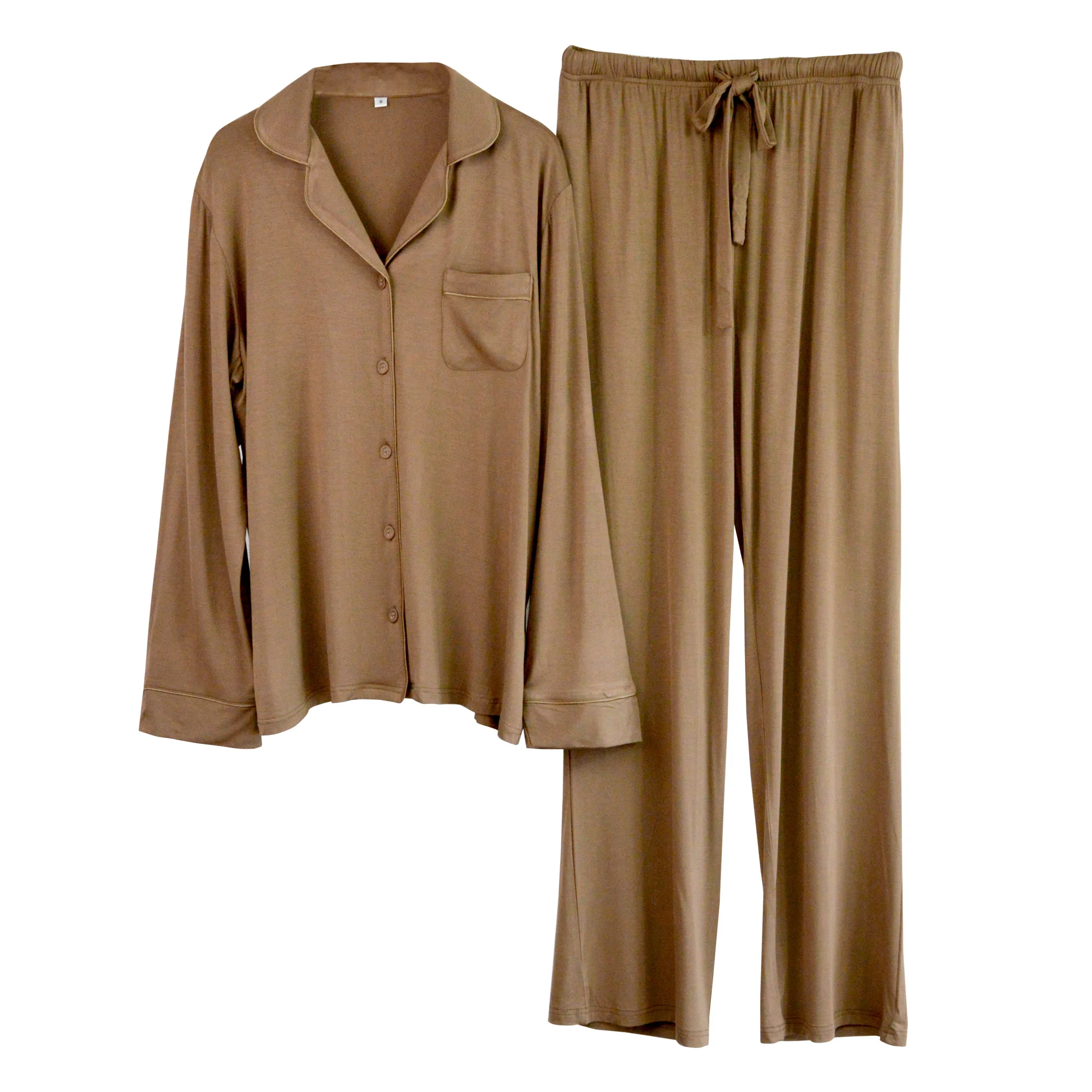 Hot Selling Two Piece Sleepwear OEM Modal Pajamas Knit Pj Set for Women Pajama Long Sleeve Breathable Knitted Pijamas