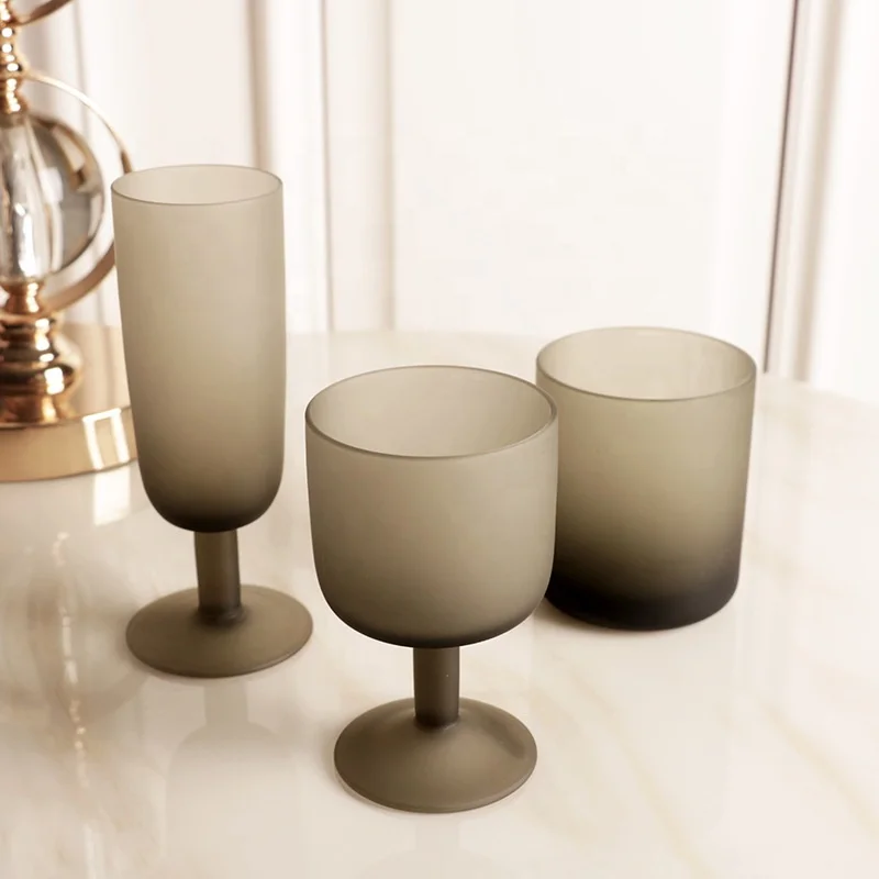 2024 Nordic style matte red wine glass cups Champagne glasses luxury home use frosted smoothies glass cold coffee cup goblet