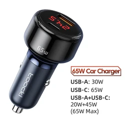 Toocki high power 75W Aluminum Alloy digital display electric car charger  fast charging with LED smart display