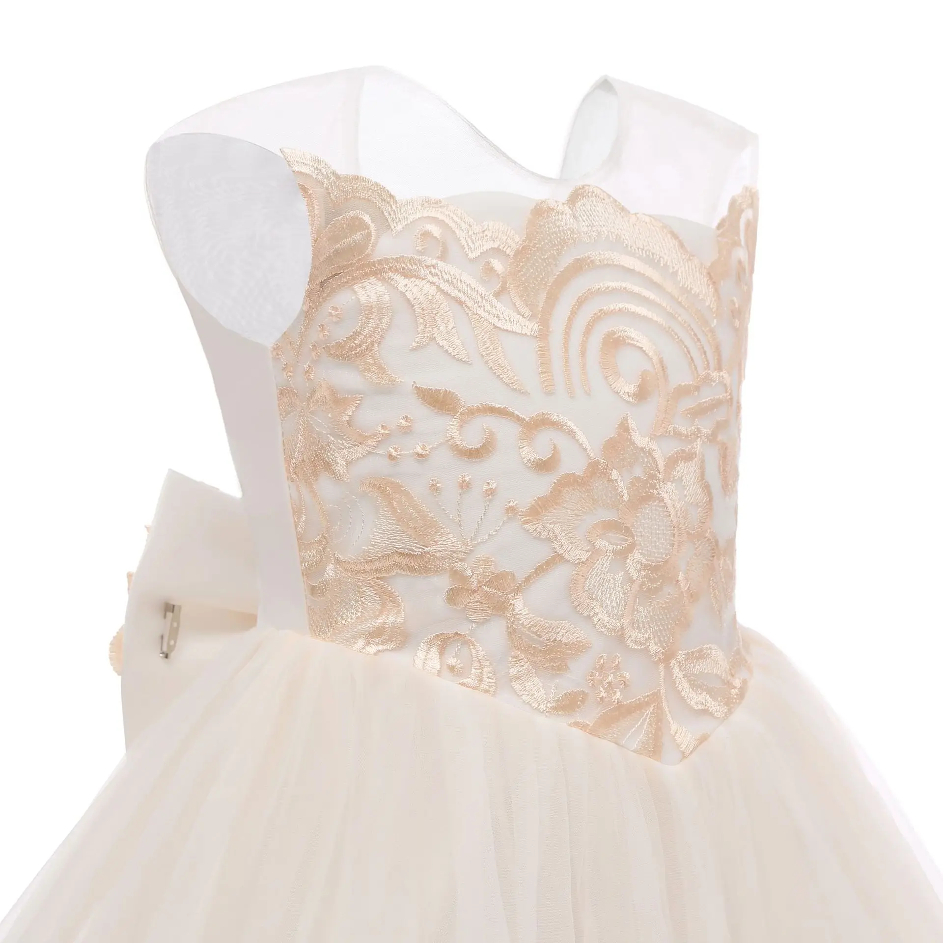Лидер продаж, официальное кружевное платье со шлейфом на день рождения для девочек, красивое свадебное платье с цветами для девочек, платье принцессы